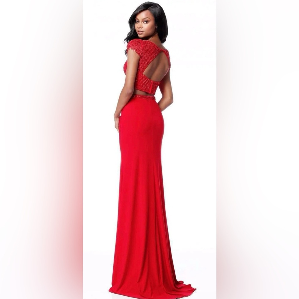 SHERRI HILL RED TWO PEICE DRESS 6 - Picture 3 of 9